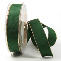 Dekoband Basic: 25mm breit / 25m, grün-gold Dekoband Basic: 25mm breit / 25m, grün-gold