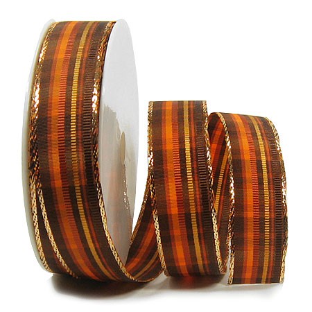 St. James: 25mm breit / 25m-Rolle, terra-braun-gold