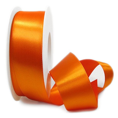 Satinband SINFINITY, orange: 50mm breit / 25m-Rolle, mit feiner Webkante.