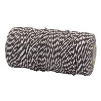 Bäckergarn, braun-weiß: 2mm breit / 50m-Rolle. Bäckergarn, braun-weiß: 2mm breit / 50m-Rolle.