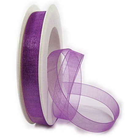 Organzaband-CHIFFON: 15mm breit / 50m-Rolle, violett