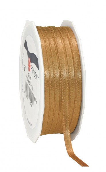 Satinband-PRÄSENT: 6mm breit / 50m-Rolle, gold.