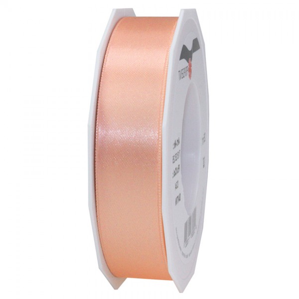 Satinband-PRÄSENT, apricot: 25mm breit / 25m-Rolle, mit feiner Webkante.