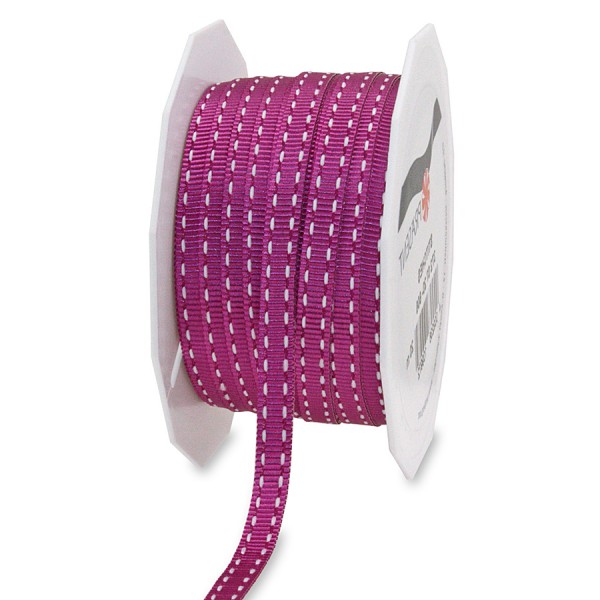Ripsband-STITCHES, 7mm breit / 20m-Rolle, fuchsia