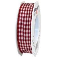 Vichy-Karoband, bordeaux-creme: 25mm breit / 20m-Rolle Vichy-Karoband, bordeaux-creme: 25mm breit / 20m-Rolle