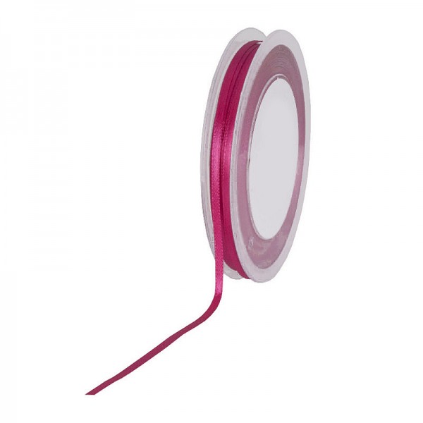 Satinband SIMPEL, pink: 3 mm breit / 50 Meter, mit einfacher schlichter Webkante.