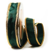 Dekoband Classic 25mm breit / 25m, grün-gold Dekoband Classic 25mm breit / 25m, grün-gold