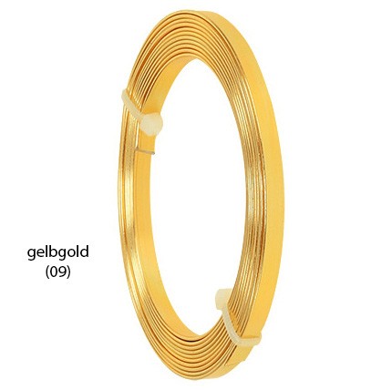 Aluminium-Flachdraht: ca. 5mm x 1mm - 10m-Ring: gelbgold (09)