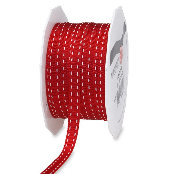 Ripsband-STITCHES, 7mm breit / 20m-Rolle, rot