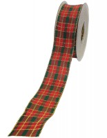Weihnachtsband - KARO, rot-grün-gold: 40mm breit / 20m-Rolle, mit Draht- und Lurex-Goldkante. Weihnachtsband - KARO, rot-grün-gold: 40mm breit / 20m-Rolle, mit Draht- und Lurex-Goldkante.