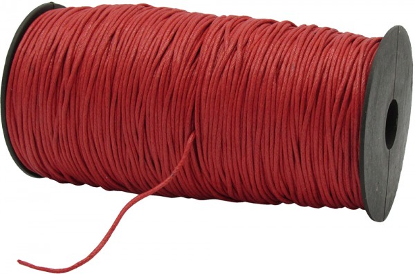 Gewachste Baumwollkordel, rot: 1,5 mm Ø breit / 200 Meter