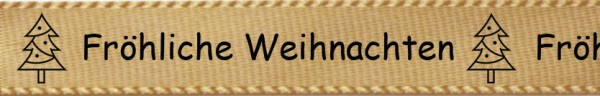 Weihnachtsband: gold in 15mm Breite auf 25m-Rollen