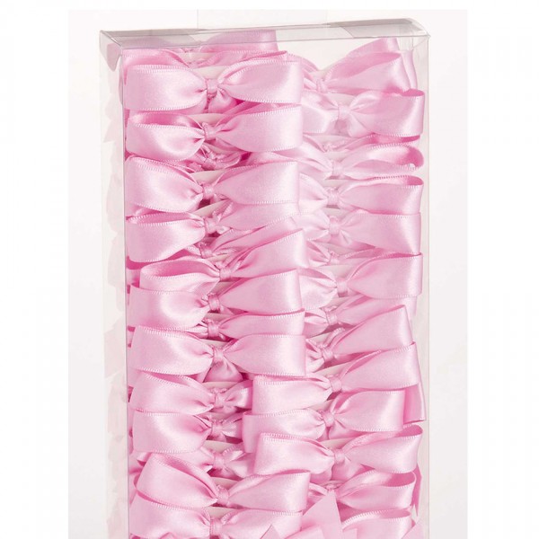 2-Flügel Fertigschleifen: rosé = 100 Stück - mit Selbstklebe-Etikett